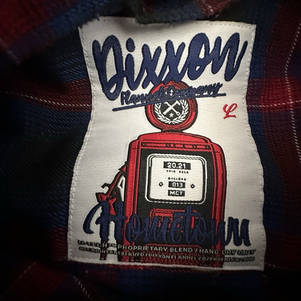 Dixxon Flannel Hometown Shirt Mens large Red Blue Plaid Long Sleeve button up - Picture 8 of 11